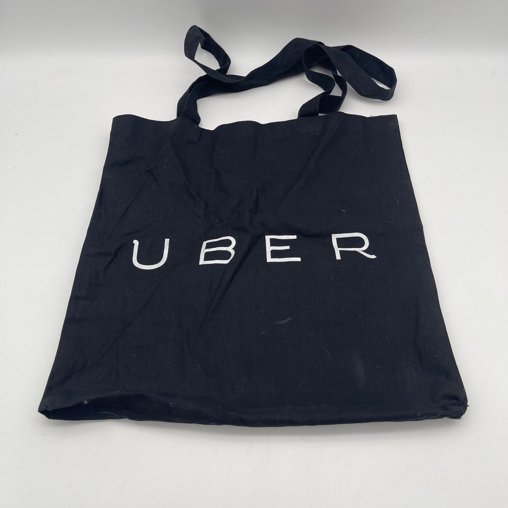 Uber Black Canvas Tote Bag Reusable Logo Shoulder Bag Tech Promo Swag